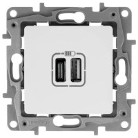 Розетка USB для зарядки A+C, белая, Etika Legrand 672236
