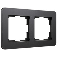 Рамка 2 местная металл, Черный, Platinum Werkel W0022608