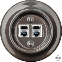 Розетка комп. фарфоровая RJ45 cat.6е, коричневый глянцевый, Katy Paty BRGsCat6e 
