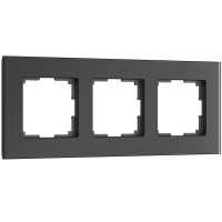 Рамка 3 местная стекло soft-touch, Черный матовый, Senso Werkel W0033108