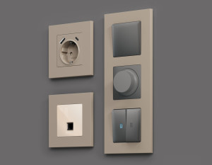 Рамка 2 местная пластик, Серо-бежевый матовый, ALFA Qubi Ambrella Volt AF250362