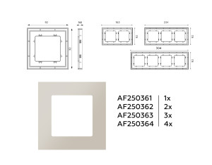 Рамка 2 местная пластик, Серо-бежевый матовый, ALFA Qubi Ambrella Volt AF250362