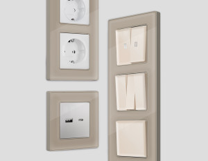 Рамка 3 местная стекло органическое, Серо-бежевый, ALFA Arctic Ambrella Volt AF580363