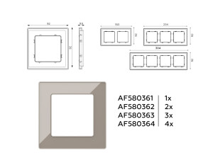 Рамка 3 местная стекло органическое, Серо-бежевый, ALFA Arctic Ambrella Volt AF580363