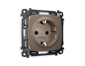 Розетка с З/К, Темная бронза матовый, OMEGA Quant Ambrella Volt MO636010