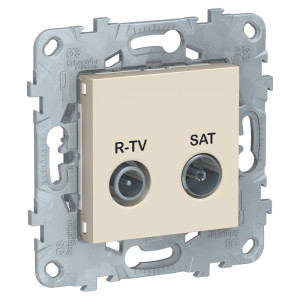 Розетка телевизионная TV-SAT проходная, Бежевый, Unica New Schneider  NU545644