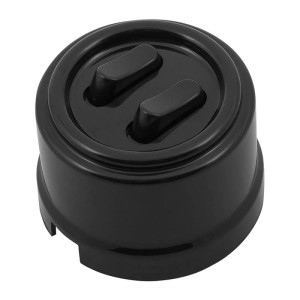 Выключатель пластиковый кнопочный 2 кл., черный, Bironi B1-222-23