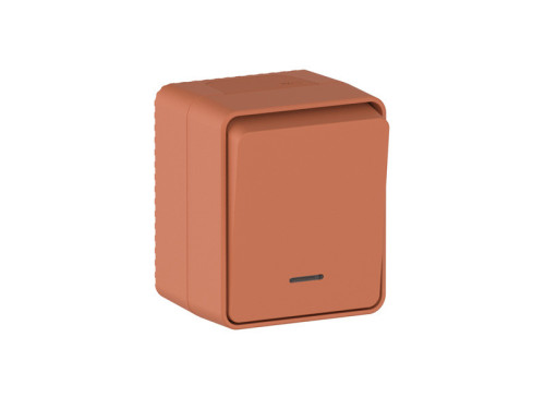 Выключатель 1 кл. с подсветкой, влагозащищенный IP54, Терракотовый, AtlasDesign Profi54 SE ATN547013