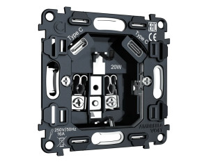 Механизм розетки с З/К  со шторками и USB зарядкой C+С, Quant Ambrella Volt VM165