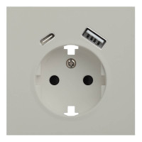 Лицевая панель розетки с З/К и USB зарядкой A+C, Лен, Rikkett 35637 LN