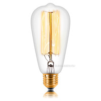 Ретро лампа накаливания ST64 F2 60Вт Е27, прозрачная Sun Lumen 053-242A