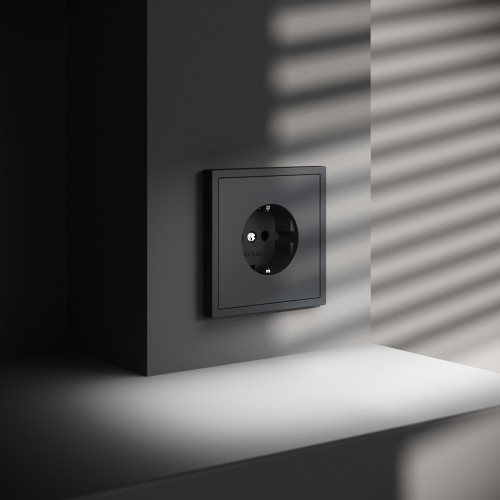Розетка c З/К, Графит, Voltum S70 VLS040107