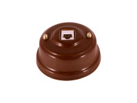 Розетка комп. RJ45 cat.6, керамика, коричневый bruno, золотистая фурнитура, Leanza РК6КЗ