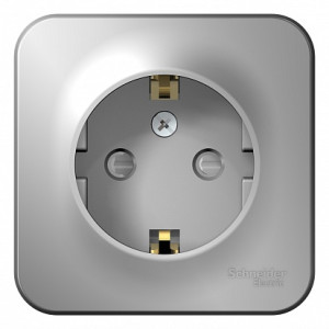 Розетка 1 местная с З/К со шторками 16А 250В, алюминий, Blanca Schneider Electric BLNRA011113