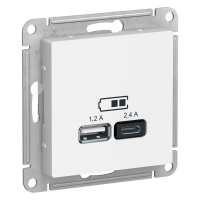 Розетка USB для зарядки A+C, Белая, AtlasDesign  SE ATN000139