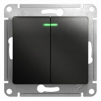 Выключатель 2 кл. с подсветкой, Антрацит, Glossa SE GSL000753