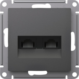 Розетка компьютерная 2-я RJ45 Cat. 5e, Базальт, AtlasDesign SE ATN001485