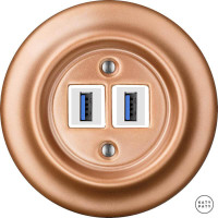 Розетка USB для зарядки, медь матовая, Katy Paty CUGsUSBw 