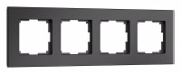 Рамка 4 местная стекло soft-touch, Черный матовый, Senso Werkel W0043108