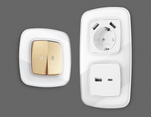 Рамка 2 местная стекло органическое, Белый, OMEGA Radian Ambrella Volt OF320102