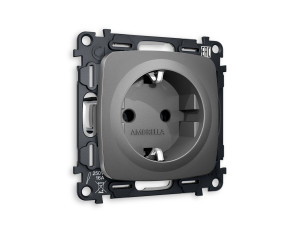 Розетка с З/К, Антрацит серый, OMEGA Quant Ambrella Volt MO656010