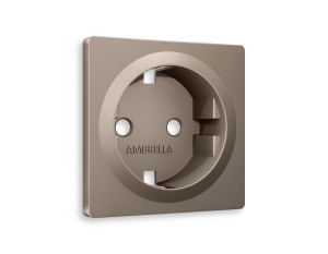 Лицевая панель розетки с З/К, Темная бронза матовый, ALFA Quant Ambrella Volt AP6360