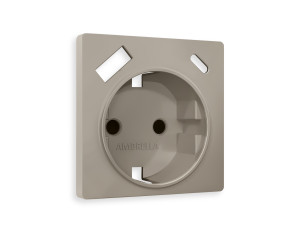 Лицевая панель розетки с З/К и USB зарядкой А+C с шторками, Серо-бежевый матовый, ALFA Quant Ambrella Volt AP3700