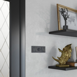 Выключатель 2 кл., Hammer черный, Werkel W1220008