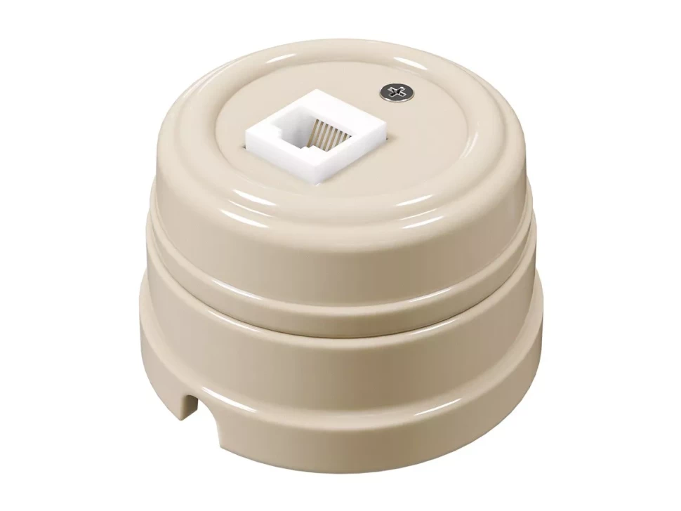 Розетка фарфоровая компьютерная RJ45, Слоновая кость, ТМ МезонинЪ GE70341-02 Розетка фарфоровая компьютерная RJ45, Слоновая кость, ТМ МезонинЪ GE70341-02