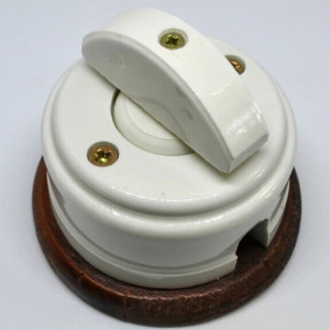 Выключатель керамика 2 кл. (4 положения), подложка вишня, слоновая кость, ЦИОН В2П-СК