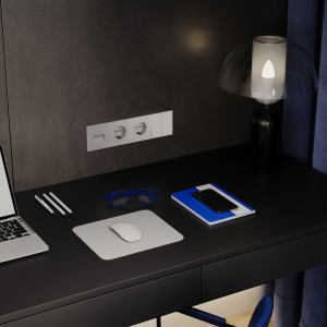 Рамка 4 местная, пластик, Сталь, Voltum S70 VLS100405