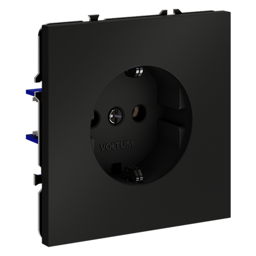 Розетка c З/К, Черный матовый, Voltum S70 VLS040108