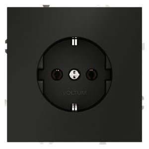 Розетка c З/К, Черный матовый, Voltum S70 VLS040108