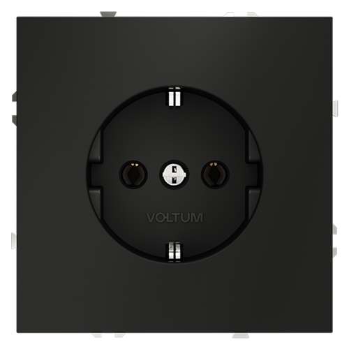 Розетка c З/К, Черный матовый, Voltum S70 VLS040108