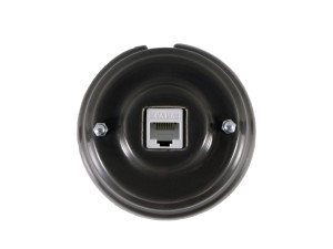 Розетка комп. RJ45 cat.6, керамика, Cерый Grigio, серебристая фурнитура, Leanza РК6СС