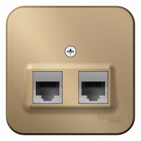 Розетка О/У двойная комп. RJ45 кат.5E + телеф. RJ11, Титан, Blanca SE BLNIA045114