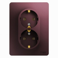 Розетка 2 местная с З/К 16А 250В, Баклажанный, Glossa SE GSL001124