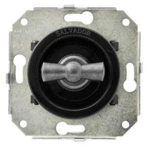 Выключатель повор. на 2 положения перекрестный (внутренний монт.), черный/серебро, Salvador CL31BL.SL