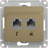 Розетка двойная комп. RJ45 cat 5e + телеф. RJ11, Титан, Glossa SE GSL000485