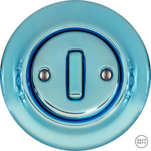 Выключатель кнопочный 1 кл. перекрестный, голубой металлик, Katy Paty  PECAGSl7 