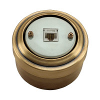 Розетка компьютерная RJ45 Cat.5E из металла, бронза/белый Vintage М1-27-21