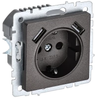 Розетка с З/К и USB зарядкой, тип А+А 2,1А, Темная бронза, Brite IEK BR-R14-16-U21-D21-K45