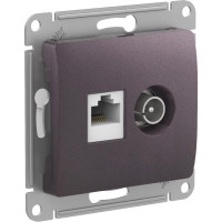 Розетка комп.+тв. RJ45+TV Cat. 5e, Сиреневый туман, Glossa SE GSL001489