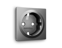 Лицевая панель розетки с З/К, Антрацит серый, ALFA Quant Ambrella Volt AP6560