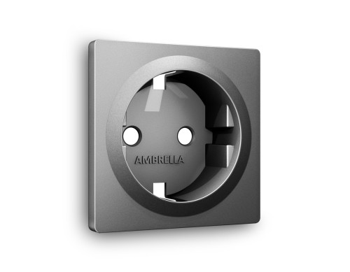 Лицевая панель розетки с З/К, Антрацит серый, ALFA Quant Ambrella Volt AP6560