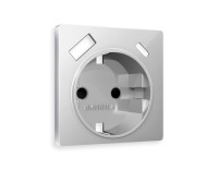 Лицевая панель розетки с З/К и USB зарядкой А+C с шторками, Серебро глянец, ALFA Quant Ambrella Volt AP4100