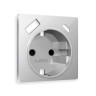 Лицевая панель розетки с З/К и USB зарядкой А+C с шторками, Серебро глянец, ALFA Quant Ambrella Volt AP4100