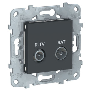 Розетка телевизионная TV-SAT проходная, Антрацит, Unica New Schneider NU545654