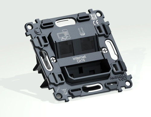 Механизм розетки комп. 2-ой RJ45 Cat. 6, Quant Ambrella Volt VM189