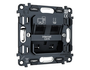 Механизм розетки комп. 2-ой RJ45 Cat. 6, Quant Ambrella Volt VM189